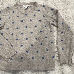 J. Crew Gray Pullover with Blue Dots